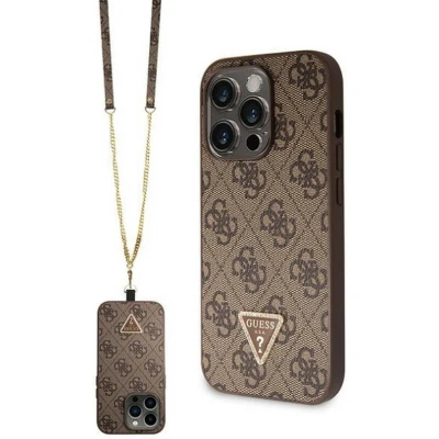 Afbeelding van Guess 4G Triangle Crossbody Back Case Geschikt voor Apple iPhone 14 Pro (6.1&quot;) Bruin