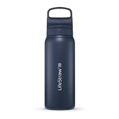 Afbeelding van LifeStraw waterfilterfles Go 2.0 Aegean Sea RVS geïsoleerd 700 ml Blauw