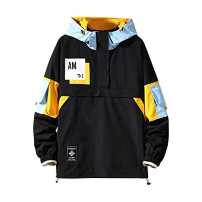 Afbeelding van Casual Hoodie Lange Mouw Hooded Jas Color Block Pullover, 8031 Zwart, M