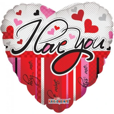 Afbeelding van Folie ballon &quot;I Love You&quot; Lines &amp; Hearts 45cm leeg
