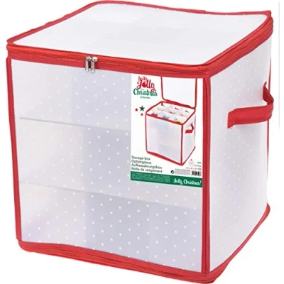 Afbeelding van Kerstballen opbergbox 31 x cm (Rood/Wit)
