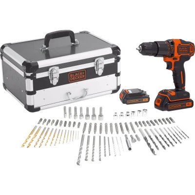 Afbeelding van Black &amp; Decker Accu boor/schroefmachine BDC718AS2F met 80 accessoires in koffer