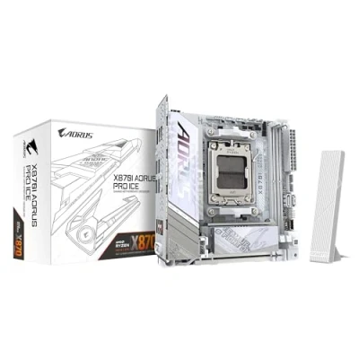 Afbeelding van GIGABYTE X870I AORUS PRO ICE moederbord, ondersteunt AMD Ryzen 9000 serie, 8+2+1 fasen VRM, tot 8400 MHz DDR5 (OC), 1 PCIe 5.0 M.2 + 4.0 M.2, WI FI 7, 2,5GbE LAN, USB