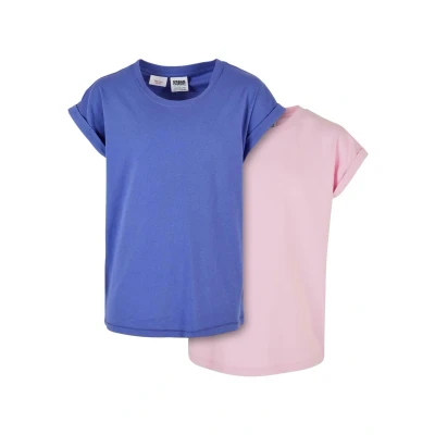 Afbeelding van Urban Classics Organic Extended Shoulder 2PACK Tshirt basic voor kinderen, Maat: 146/152, Purpleday girlypink