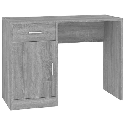 Afbeelding van Bureau met kast en lade 100x40x73 cm bewerkt hout grijs sonoma