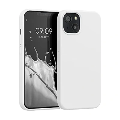 Afbeelding van kwmobile telefoonhoesje geschikt voor Apple iPhone 13 Hoesje met siliconen coating Smartphone case in wit