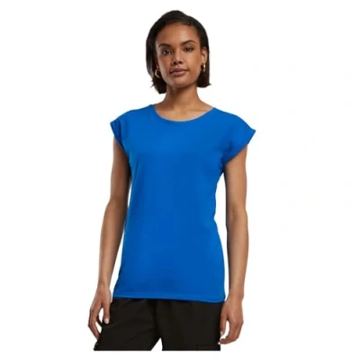 Afbeelding van Build Your Brand T shirt voor dames met verlengde schouder, Lichtblauw