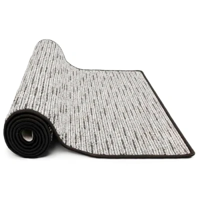 Afbeelding van KARAT Tapijt Geneva Op maat gemaakt Gangtapijt Verkocht per meter Keukentapijt voor keuken, hal en woonkamer (80 x 300 cm, antraciet)