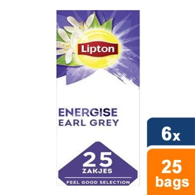 Afbeelding van Lipton Energise Earl Grey Thee doos 25 theezakjes