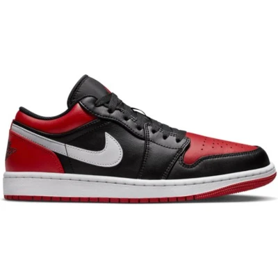 Afbeelding van Jordan AIR 1 Sneakers laag, Heren, Maat: 47, Black/red/white Leer en textiel