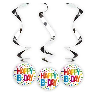Afbeelding van Folat Happy Bday Stippen Hangdecoratie 3 stuks