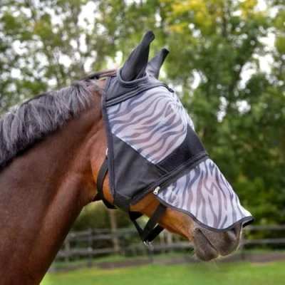 Afbeelding van Horze Vliegenmasker Zebra Black l