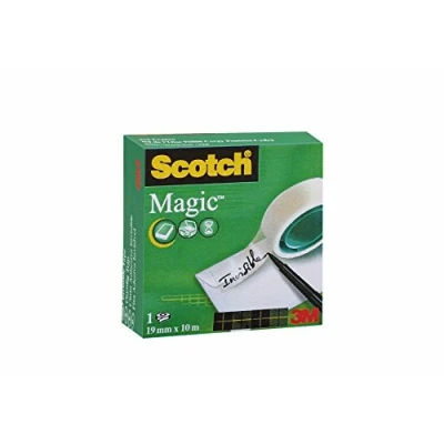 Afbeelding van Scotch Magic tape 1 rol onzichtbare voor algemeen gebruik reparatie, etikettering en verzegeling van documenten, 19 mm x 10 m