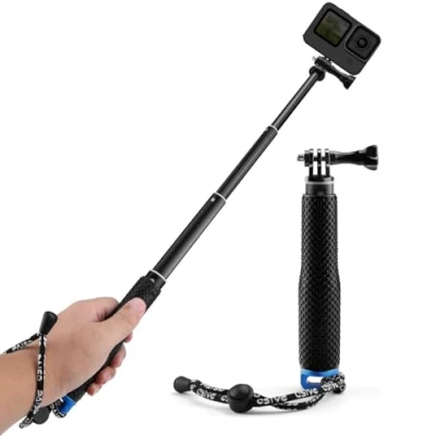 Afbeelding van GlasFlength Selfiestick voor GoPro Hero 12 11 10 9 8 Black, Telescopische Selfie Stick Insta360/X3/One DJI Mini 3 Pro en andere actiecamera&#039;s (aluminiumlegering)