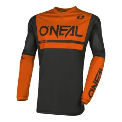 Image de O&#039;NEAL Maillot de motocross Enduro MX Matière respirante, coude rembourré, ajustement pour une liberté mouvement maximale Element Jersey Threat Air V.23 Adulte Noir Orange XXL