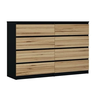 Afbeelding van 3E 3xE living.com Commode met 8 laden, kleur zwart eiken Wotan A: 140 x 101 39 cm