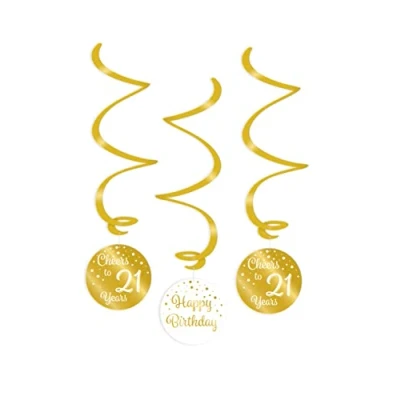 Afbeelding van Swirls Cheers to 21 years wit/goud per 3 stuks