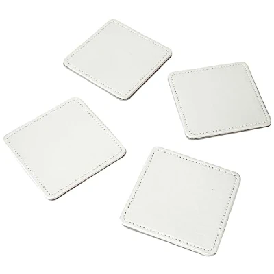 Afbeelding van Creative Tops Onderzetters Kunstleer Set van 4 Stuks Zilver 9.80 cm