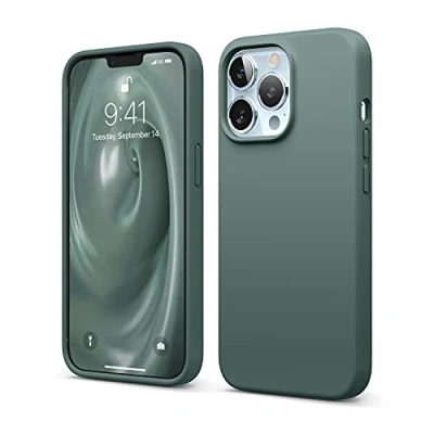 Afbeelding van elago Hoesje van vloeibare siliconen compatibel met iPhone 13 Pro (6,1 inch) beschermhoes gemaakt premium volledige bescherming, schokbestendig, 3 structuren, zachte microvezel