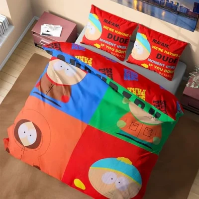 Afbeelding van South Park Beddengoedset met dekbedovertrek en kussensloop voor heren, accessoires eenpersoonskamer of tweepersoonsbed, cadeaus hem (multi tweepersoonsbed)