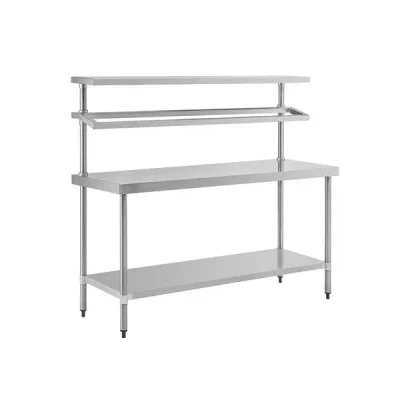 Afbeelding van Vogue RVS werktafel met wandplanken groot