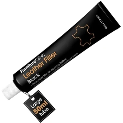 Afbeelding van Leer reparatie vuller Wit Furniture Clinic Leather Heavy filler White voor het opvullen van gaten, slijtage, krassen, scheuren enz. 50 ml Plamuur