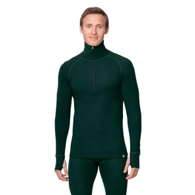 Afbeelding van DANISH ENDURANCE Thermoshirt met Rits voor Heren van Merinowol Donkergroen L