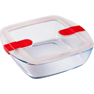 Afbeelding van Pyrex Cook &amp; Heat Voedelcontainer Vierkant met Deksel 25 x 22cm