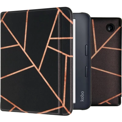 Afbeelding van Hoesje geschikt voor Kobo Libra 2 E reader iMoshion Design Slim Hard Case Bookcase Ook Tolino Vision 6 Black Graphic