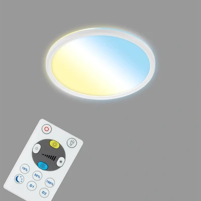 Afbeelding van Briloner SLIM S LED Panel 18W 2400 lm instelbare kleurtemperatuur, dimbaar nachtlichtfunctie, timerfunctie, geheugenfunctie achtergrondverlichtingseffect Amazon Echo en Google Home IP20 Ø29.3 cm