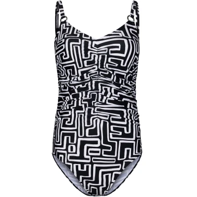Afbeelding van Pastunette Badpak Graphic Beach Zwart/Wit Corrigerend Maat 42
