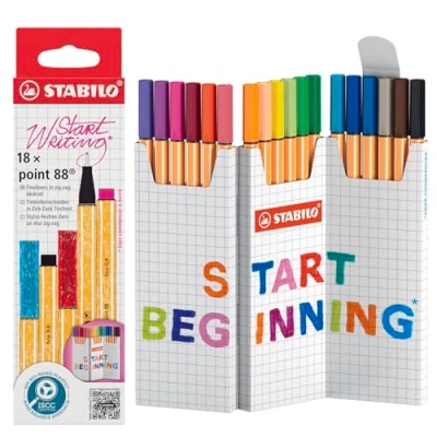 Afbeelding van STABILO, zz3_ARCHIV_Pen_to_pen, Point 88 Zick Zack 18er Etui (Veelkleurig, 18 x)