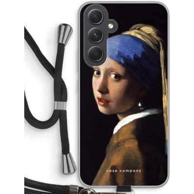 Afbeelding van Case Company® hoesje met Koord geschikt voor Samsung Galaxy A54 The Pearl Earring Telefoonhoesje Zwart Bescherming aan alle Kanten en Over de Schermrand