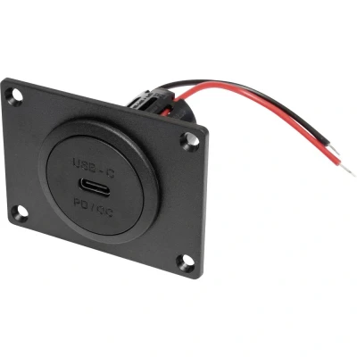 Afbeelding van ProCar Power USB C Einbausteckdose PD/QC ohne LED mit Montageplatte inbouwstopcontact zonder met montageplaat Stroombelasting (max.): 3 A