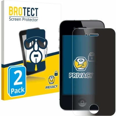 Afbeelding van BROTECT Anti spionnetje privacyfolie Beschermfolie tegen Blauw licht (2 Stuk, Apple iPhone 4), Smartphone beschermfolie,