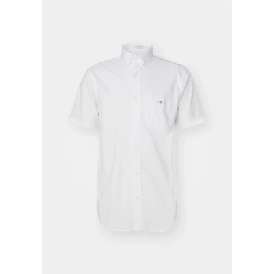 Afbeelding van Gant Overhemd Short Sleeve Wit maat 4XL Heren Overhemden Formeel Effen met Regular fit Pasvorm Katoen