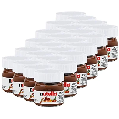 Afbeelding van 24 x Nutella Ferrero glazen potjes 25 g chocolade hazelnoot spread