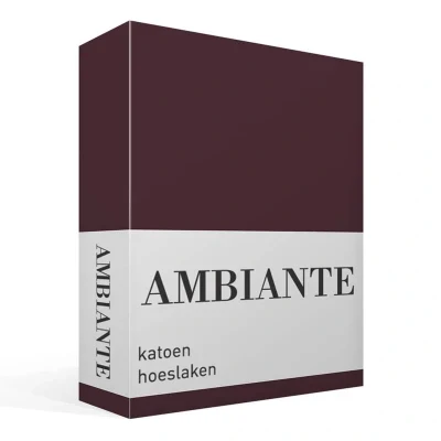 Afbeelding van Ambiante Cotton Uni Hoeslaken Eenpersoons 70x200 cm Dark Red