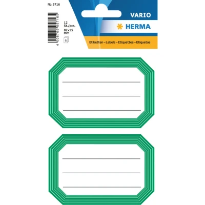 Afbeelding van Huismerk Herma 5716 Etiket Schrift 82x55mm Groen/Wit Pakje met 6 velletjes stickers