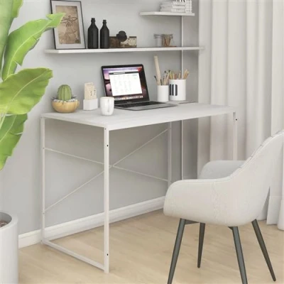 Afbeelding van vidaXL Computerbureau 110x60x70 cm bewerkt hout wit