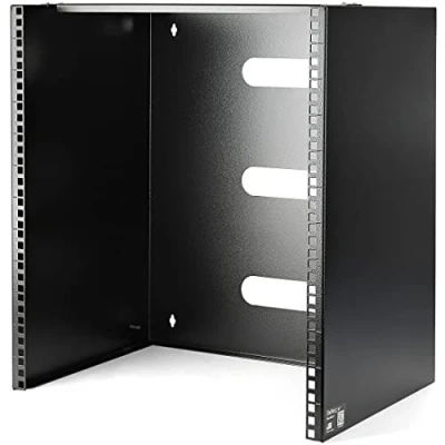 Image de StarTech.com Rack de serveur mural 12U en acier solide pour équipment peu profond (35 cm/13.75&quot;) Support panneau brassage (WALLMNT12) Fixation montage noir