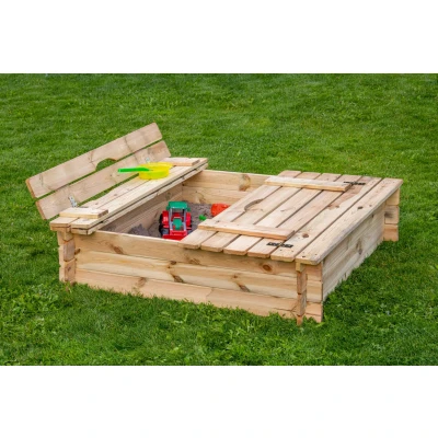 Afbeelding van Zandbak L120xB120xH24cm met bankdeksel