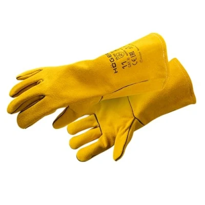 Afbeelding van Högert Technik Kandel Lashandschoenen van leer, hittebestendig, met Kevlar versterkte naden, bescherming voor lassen, geel, maat 10