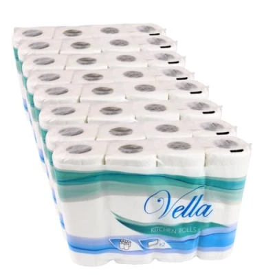 Afbeelding van Enpack Pakla 32 rollen keukenhanddoeken, dubbellaags, absorberend, 50 papieren handdoeken per rol, keukenpapier voor thuis, werkplaats, camping, hygiëne