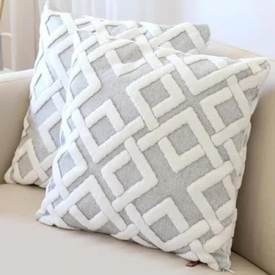 Afbeelding van set van 2 kussenslopen, 45 x cm, boho, sierkussen, kussensloop, bankkussen, decoratieve kussens voor woonkamer, slaapkamer, Mila, grijs