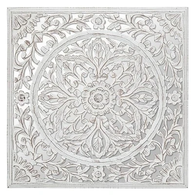 Afbeelding van Atmosphera Fanny Wanddecoratie, gesneden hout met spiegel, 58 x cm