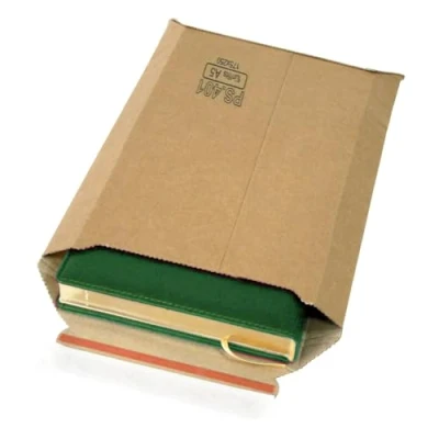 Afbeelding van 25 verzendenveloppen DIN A5 van hard karton microgolfkarton, 175 x 250 mm, uittrekbaar tot 5 cm hoogte, ideaal voor 450 g/m², kleur bruin, sluiting