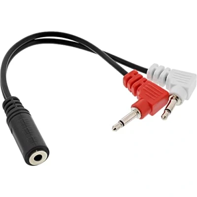 Afbeelding van 3,5mm Jack stereo audio vliegtuigadapter haaks / zwart 0,15 meter