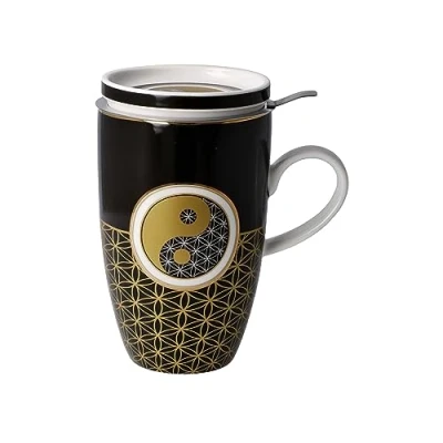 Afbeelding van Goebel Lotus Thee Mok Yin Yang Zwart Beker porselein 450ml
