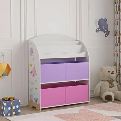 Afbeelding van Kinderboekenkast Orust opbergkast 97,5x82,5x29,5 cm oceaan motief [en.casa]